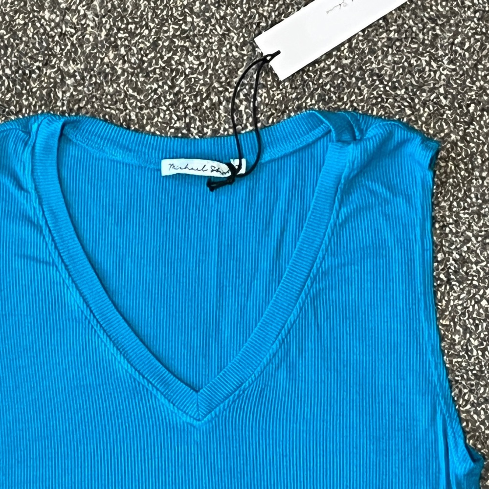 Michael Stars Ribbed Blue Tank Top - Picture 6 of 9